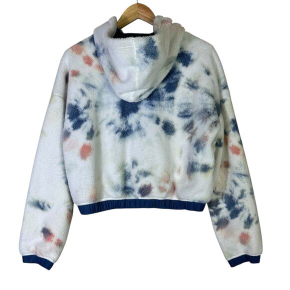 Offline by Aerie Fleece Hoodie Jacket Womens S Tie Dye Zip Sherpa Cropped Cozy - Picture 4 of 7